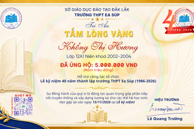 DANH SÁCH NHỮNG TẤM LÒNG VÀNG